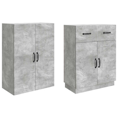 Cabinet Set 2 pcs Concrete Grey Engineered Wood