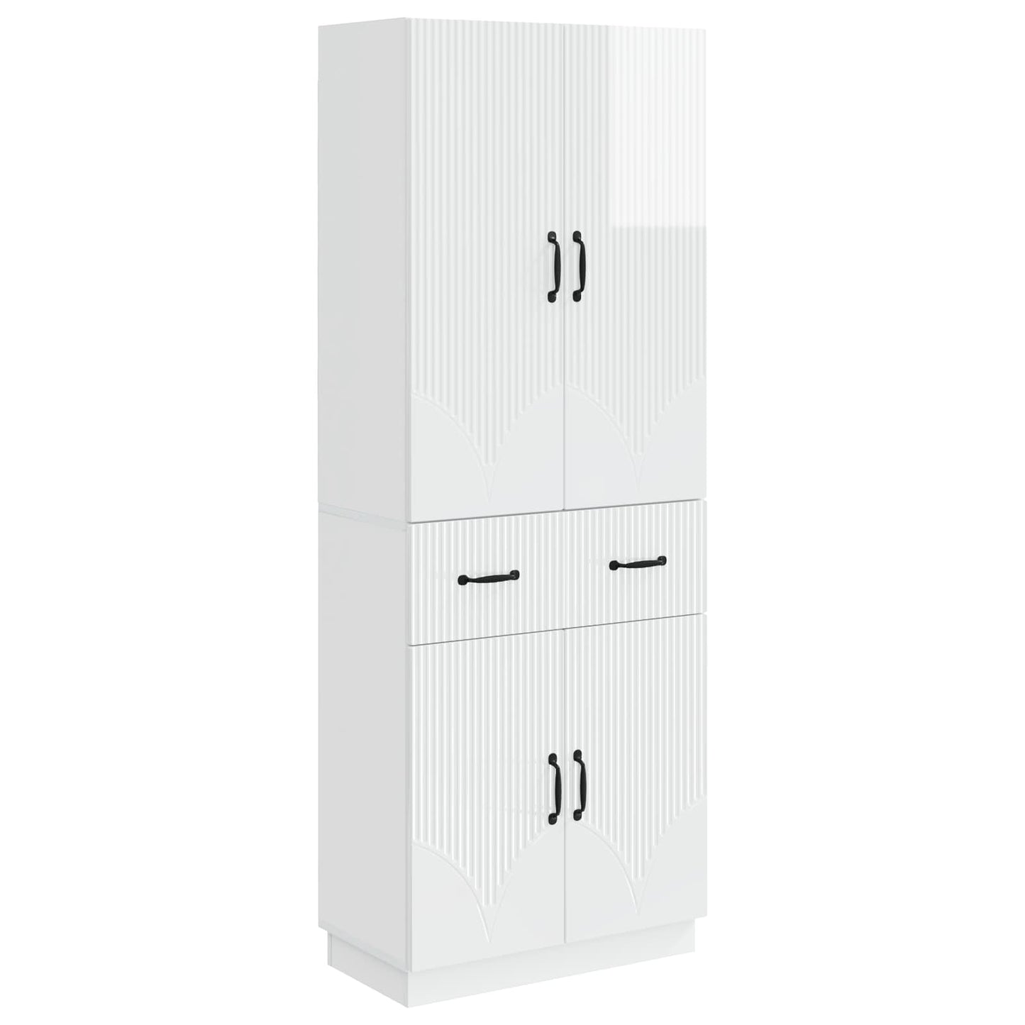 Cabinet Set 2 pcs High Gloss White Engineered Wood