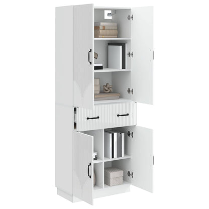 Cabinet Set 2 pcs High Gloss White Engineered Wood
