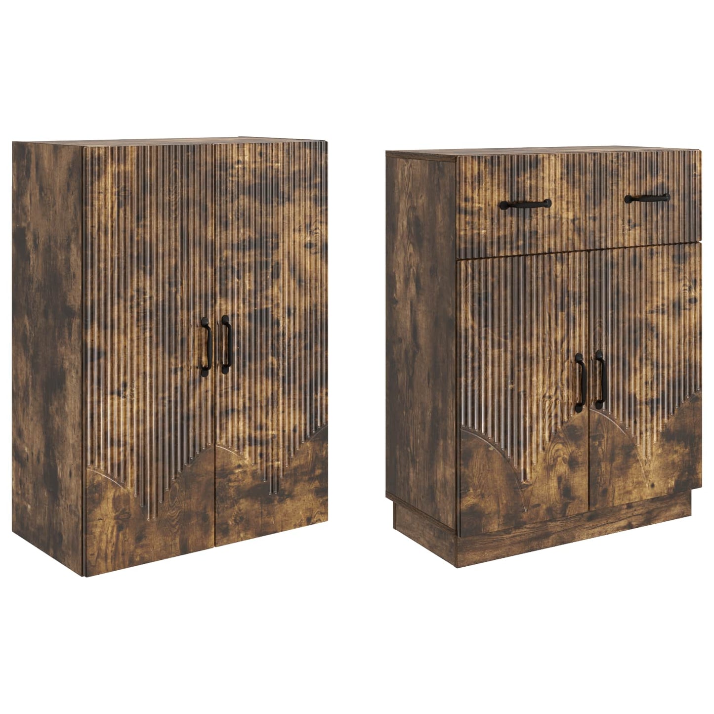 Cabinet Set 2 pcs Smoked Oak Engineered Wood
