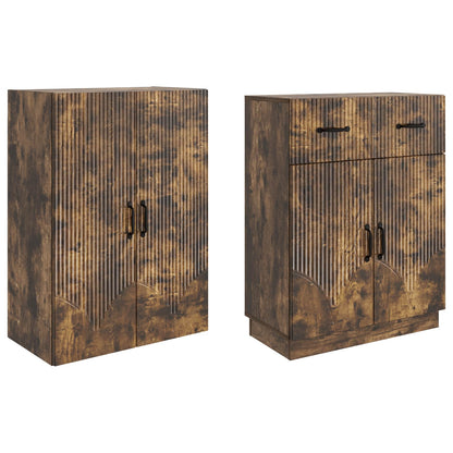 Cabinet Set 2 pcs Smoked Oak Engineered Wood