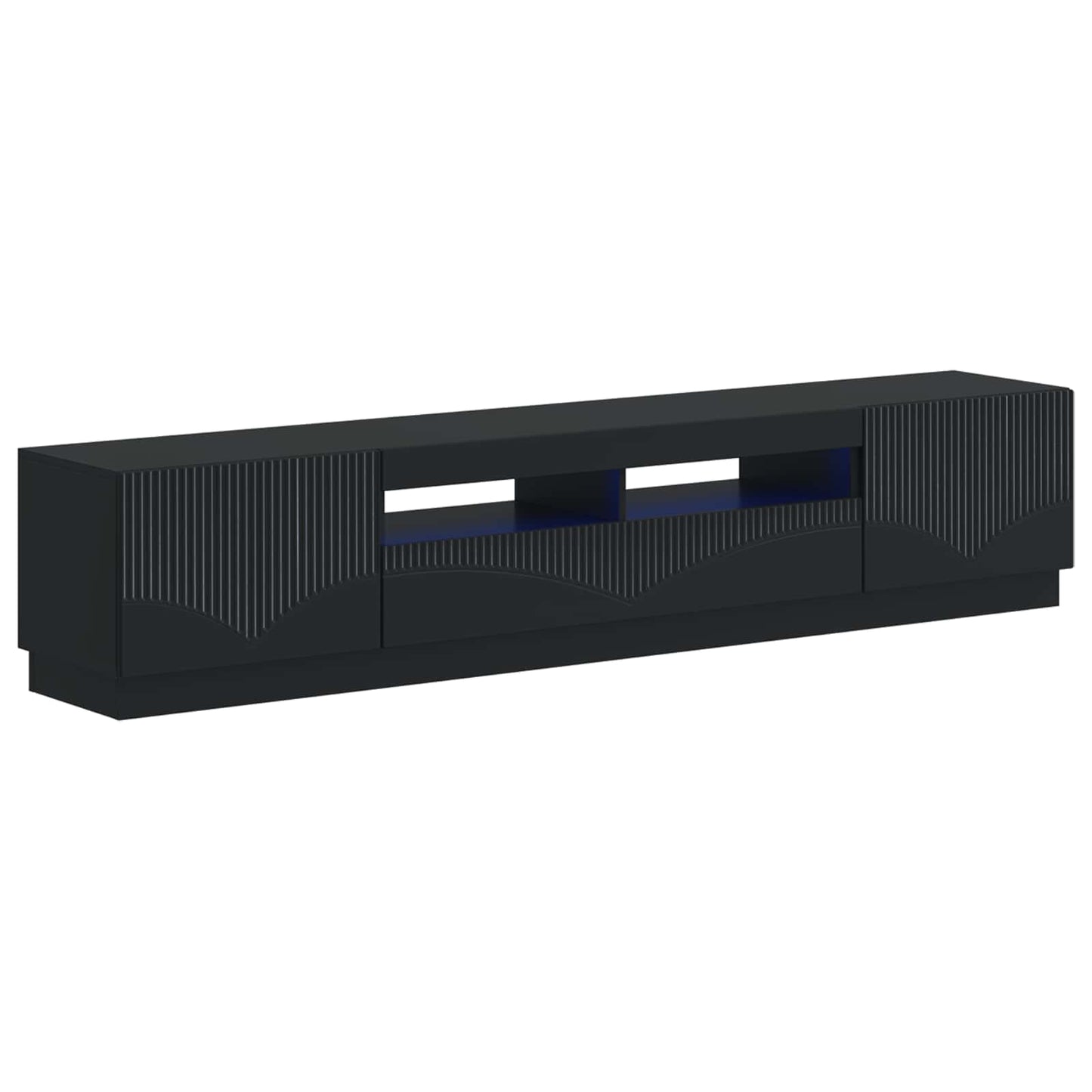 5 Piece LED TV Cabinet Black Engineered Wood