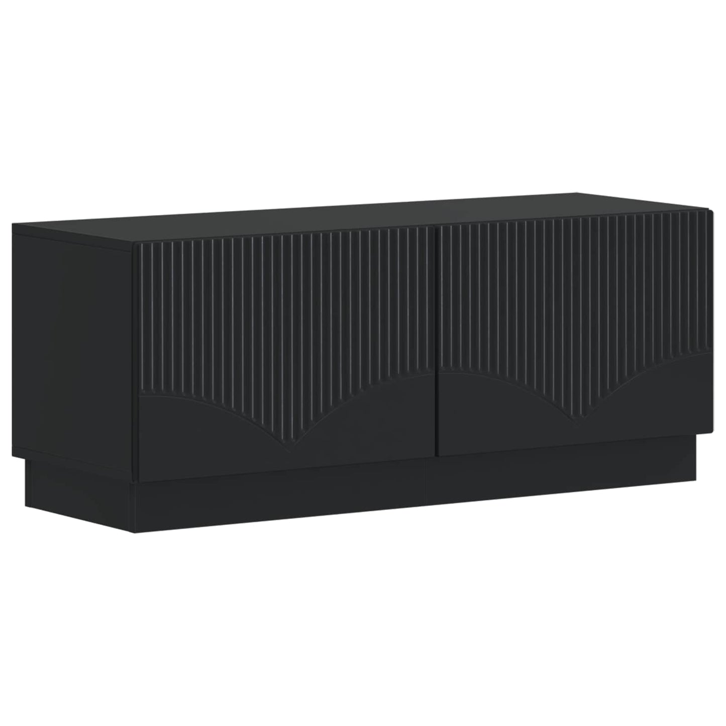 5 Piece LED TV Cabinet Black Engineered Wood