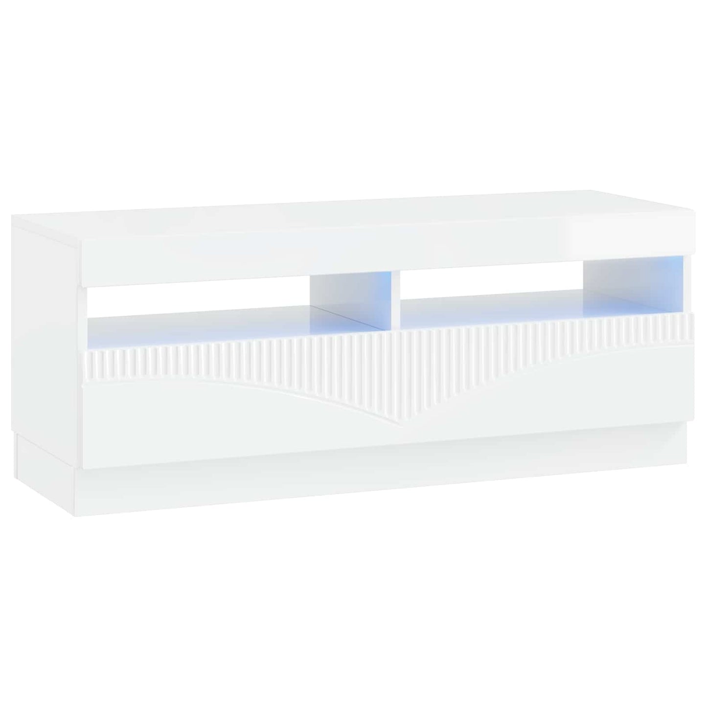 5 Piece LED TV Cabinet High Gloss White Engineered Wood