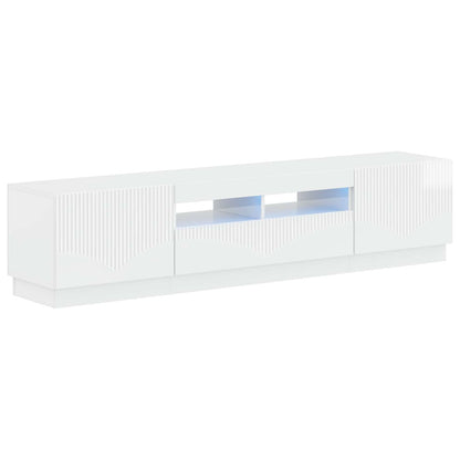 5 Piece LED TV Cabinet High Gloss White Engineered Wood