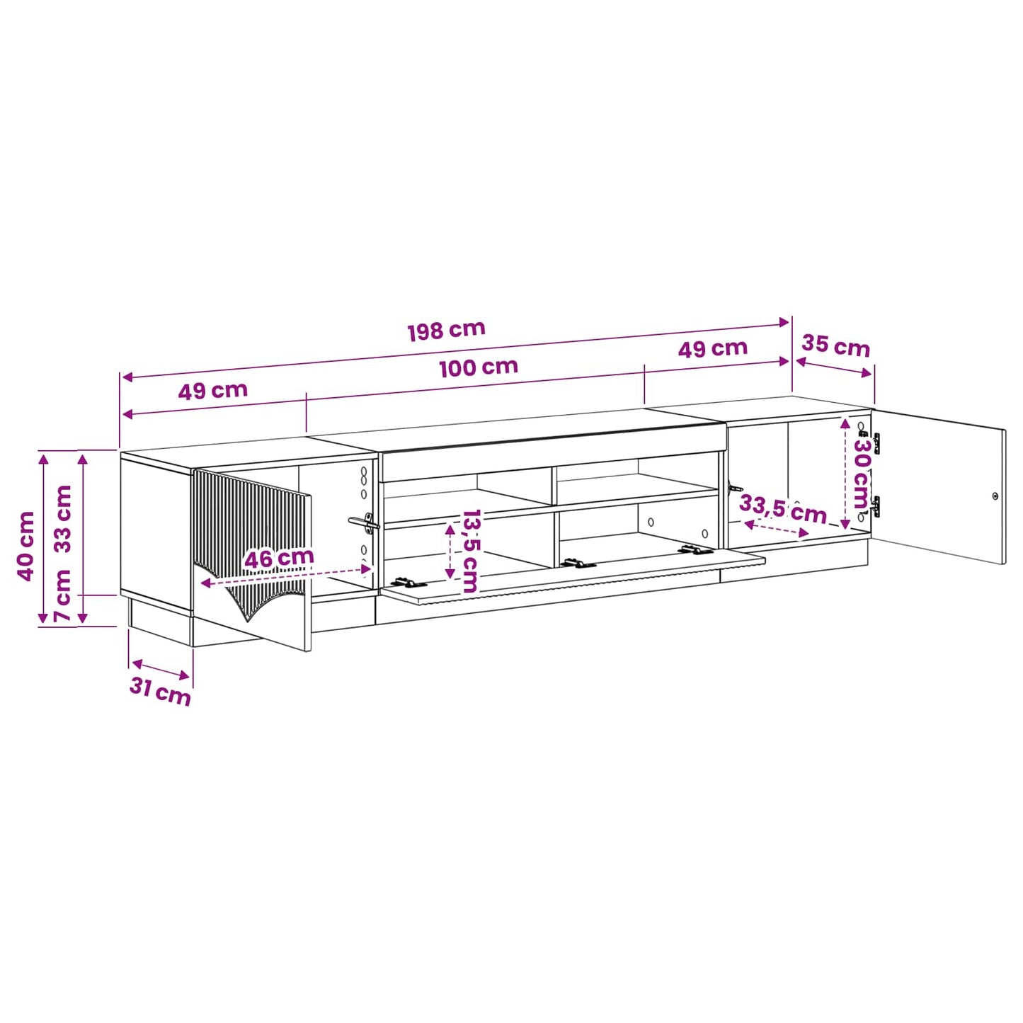 5 Piece LED TV Cabinet Smoked Oak Engineered Wood