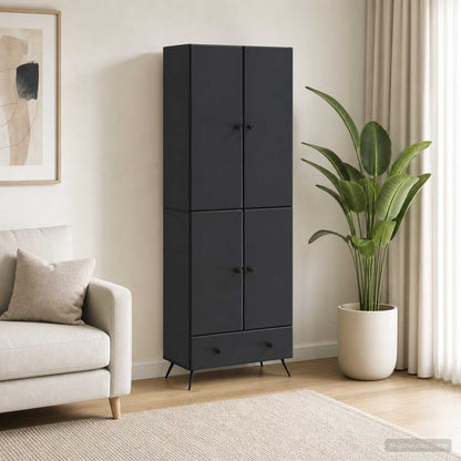 Cabinet Set 2 pcs Black Engineered Wood