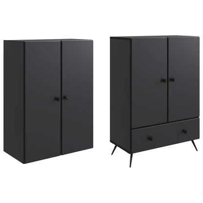 Cabinet Set 2 pcs Black Engineered Wood
