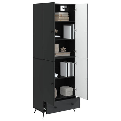 Cabinet Set 2 pcs Black Engineered Wood