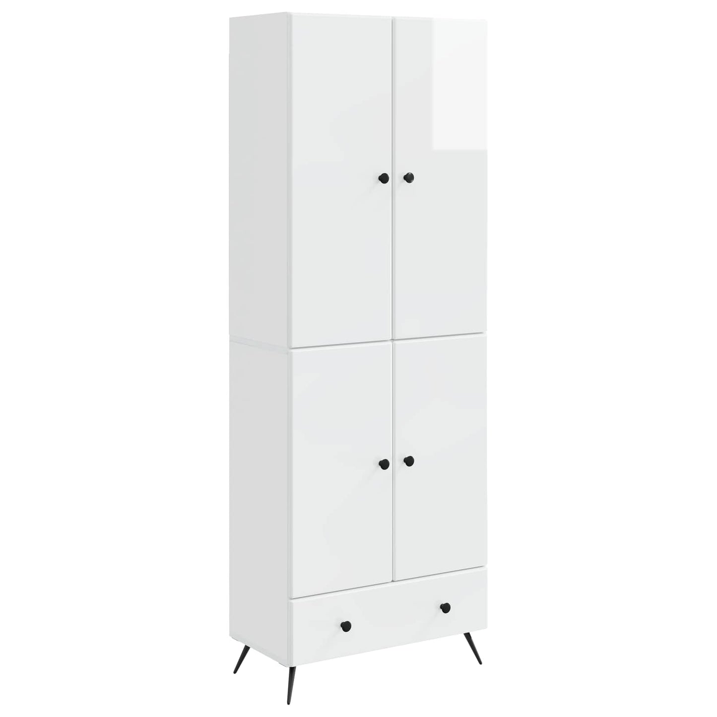 Cabinet Set 2 pcs High Gloss White Engineered Wood