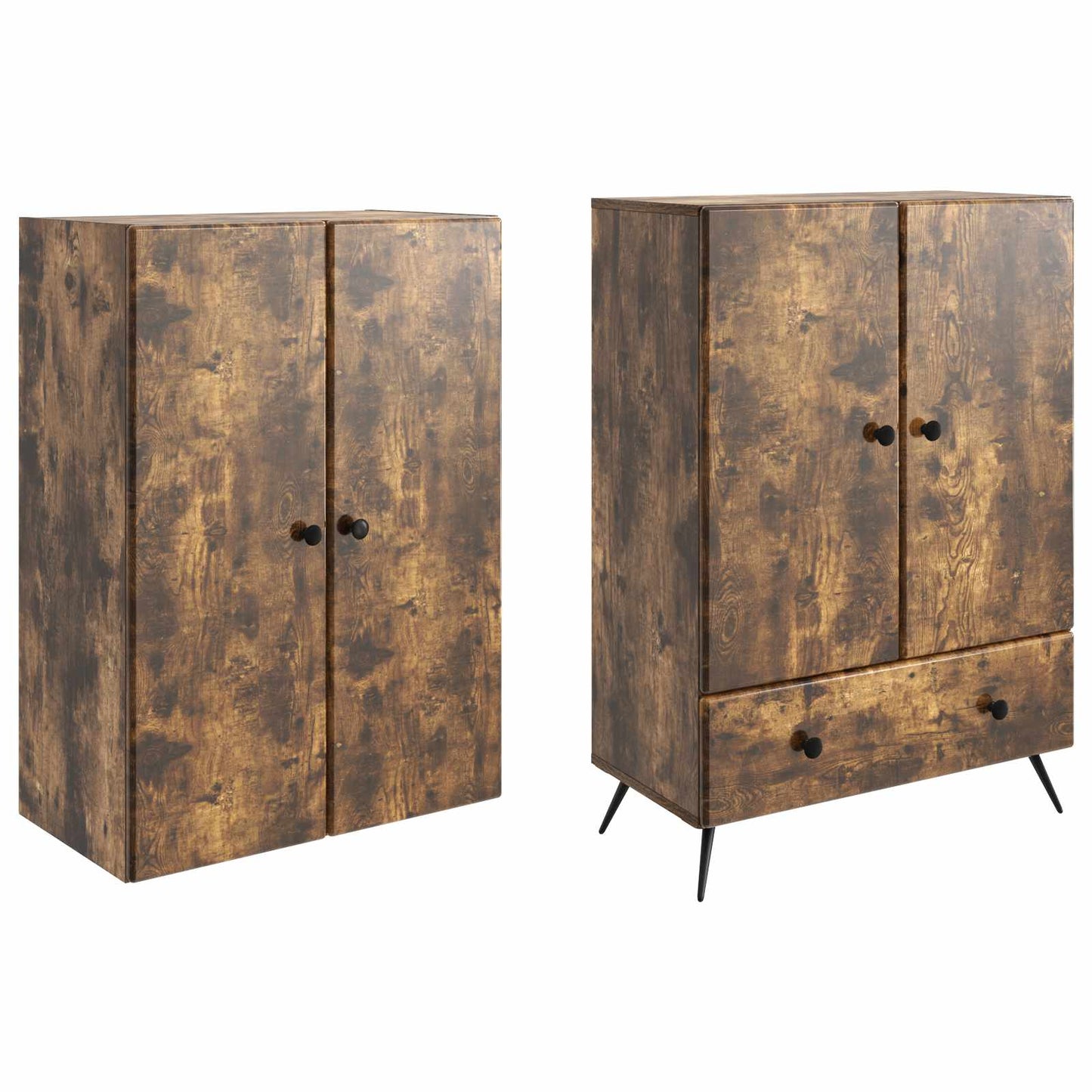 Cabinet Set 2 pcs Smoked Oak Engineered Wood