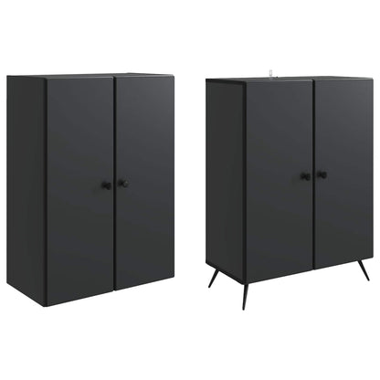 Cabinet Set 2 pcs Black Engineered Wood