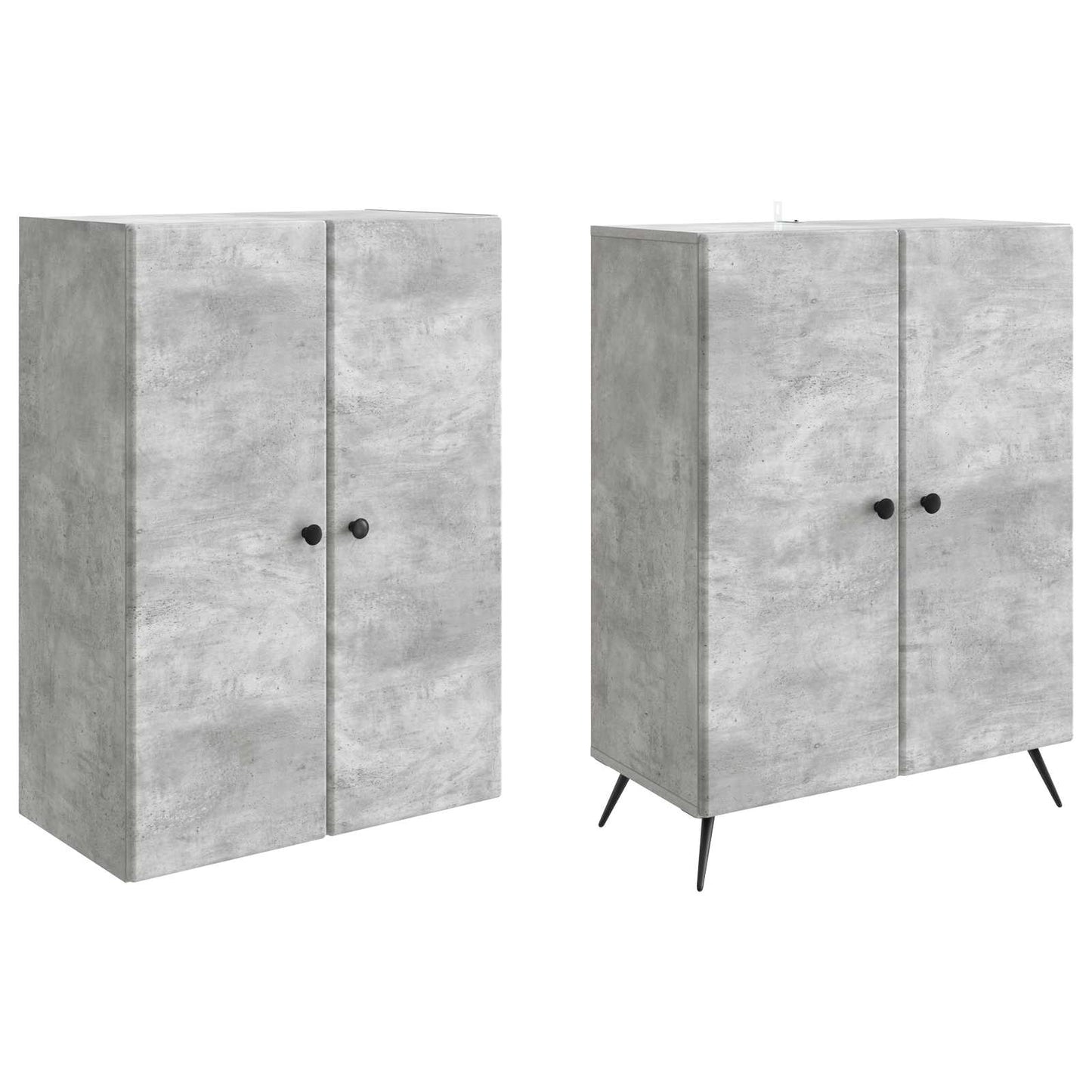 Cabinet Set 2 pcs Concrete Grey Engineered Wood