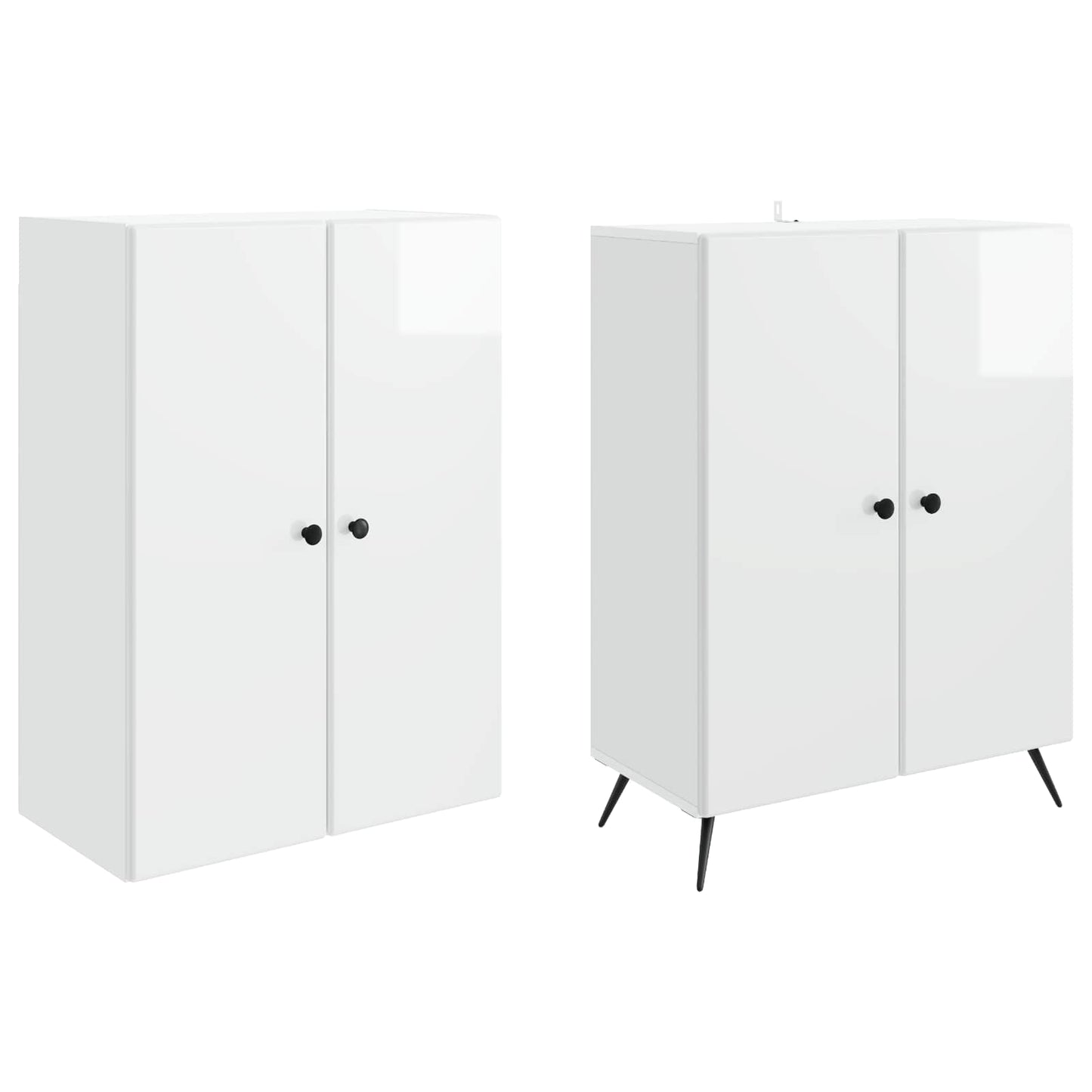 Cabinet Set 2 pcs High Gloss White Engineered Wood