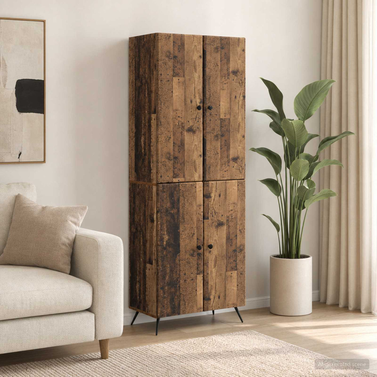Cabinet Set 2 pcs Old Wood Engineered Wood