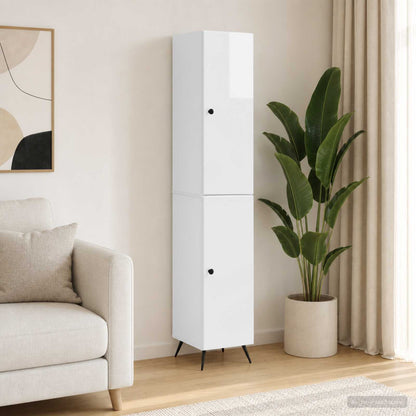 Cabinet Set 2 pcs High Gloss White Engineered Wood
