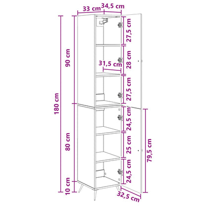 Cabinet Set 2 pcs High Gloss White Engineered Wood