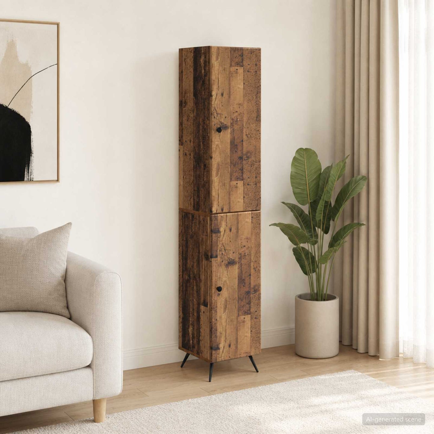 Cabinet Set 2 pcs Old Wood Engineered Wood