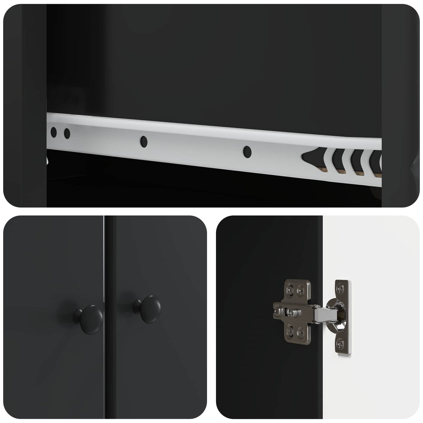 Cabinet Set 2 pcs 66 x 34.5 x 90 cm Engineered Wood Black