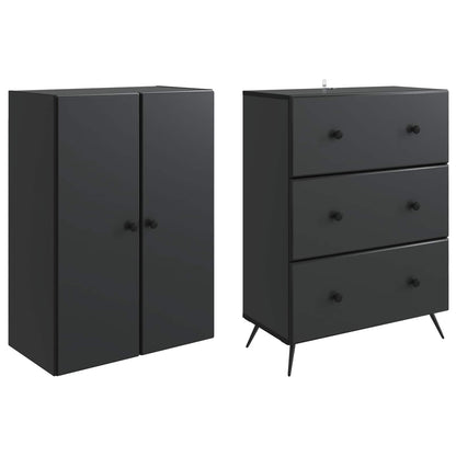 Cabinet Set 2 pcs Black 66 x 34.5 x 90 cm Engineered Wood