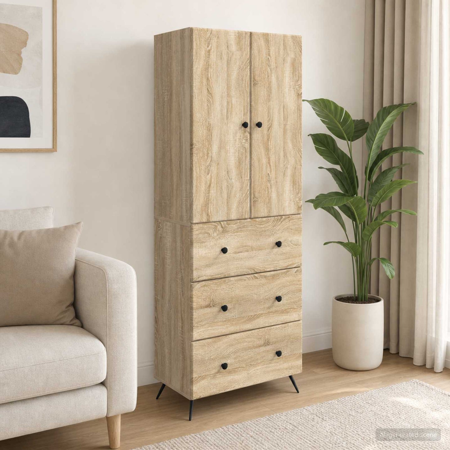 Cabinet Set 2 pcs 66 x 34.5 x 90 cm Engineered Wood Sonoma Oak
