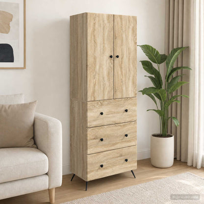 Cabinet Set 2 pcs 66 x 34.5 x 90 cm Engineered Wood Sonoma Oak