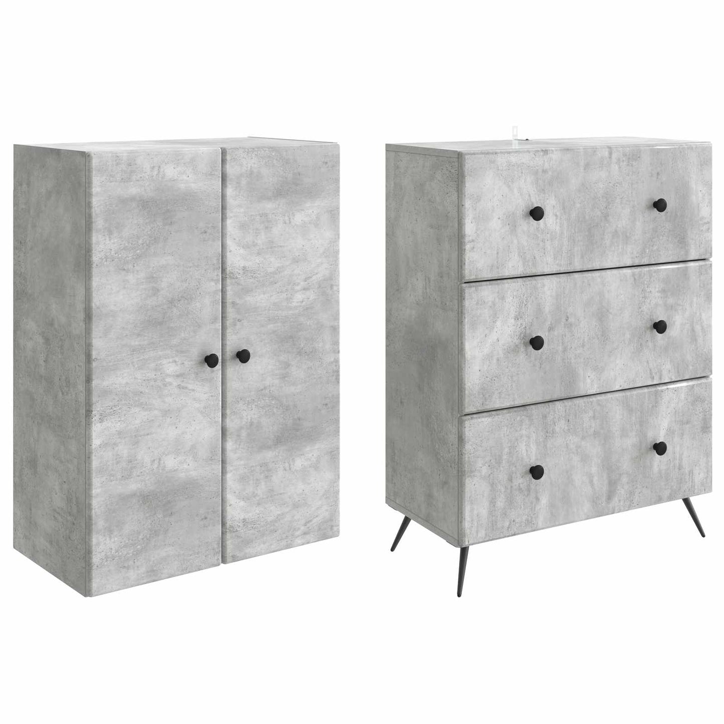 Cabinet Set 2 pcs Concrete Grey 66 x 34.5 x 90 cm