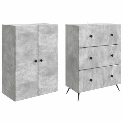 Cabinet Set 2 pcs Concrete Grey 66 x 34.5 x 90 cm
