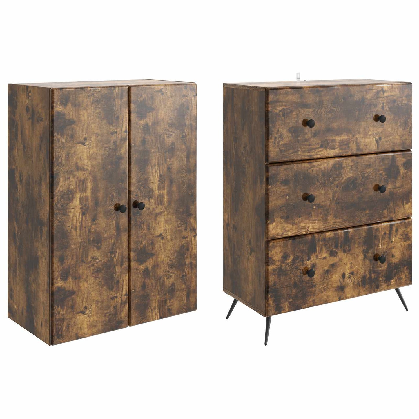 Cabinet Set 2 pcs Smoked Oak 66 x 34.5 x 90 cm Engineered Wood