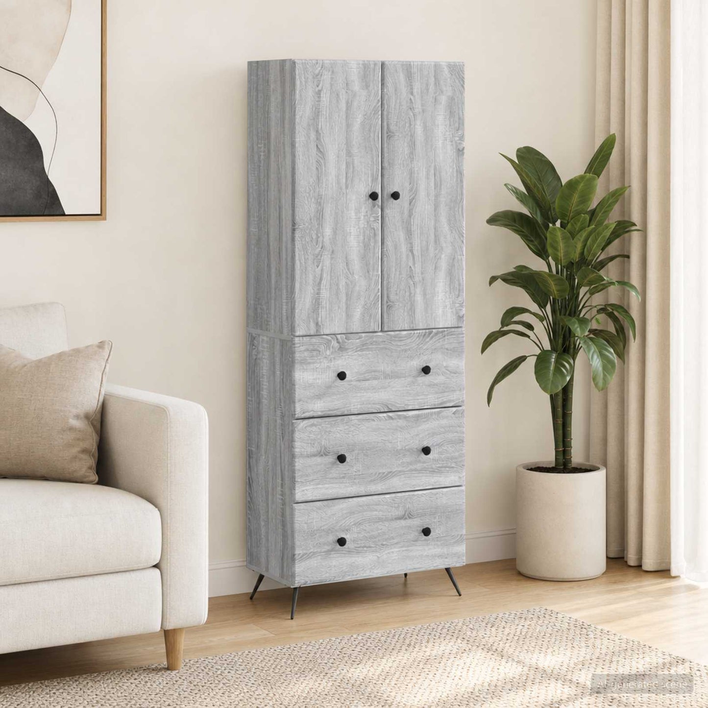 Cabinet Set 2 pcs 66 x 34.5 x 90 cm Engineered Wood Grey Sonoma