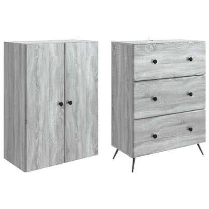 Cabinet Set 2 pcs Grey Sonoma 66 x 34.5 x 90 cm Engineered Wood