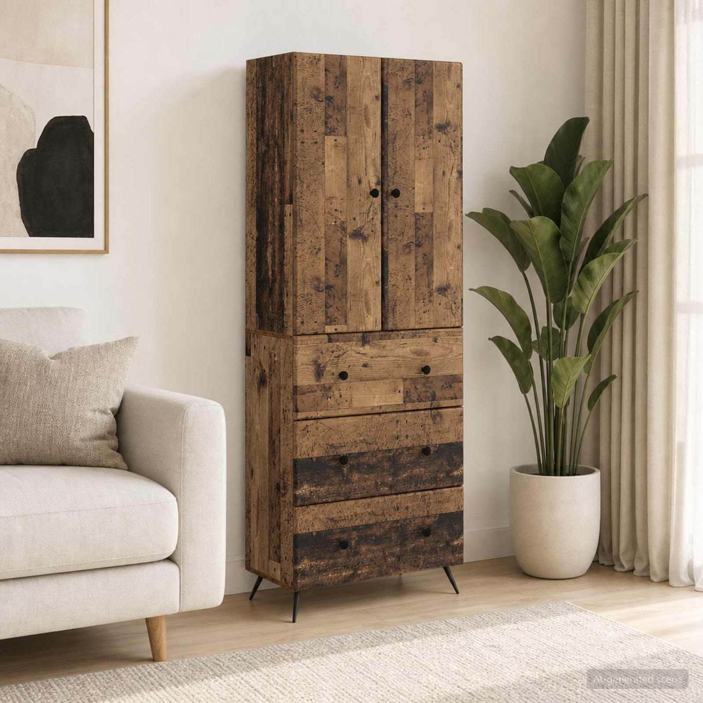 Cabinet Set 2 pcs 66 x 34.5 x 90 cm Engineered Wood Old Wood