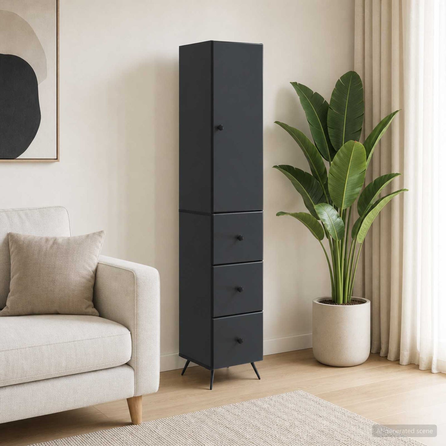 Cabinet Set 2 pcs 34.5 x 34.5 x 90 cm Engineered Wood Black