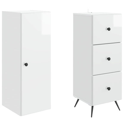Cabinet Set 2 pcs High Gloss White 34.5 x 34.5 x 90 cm