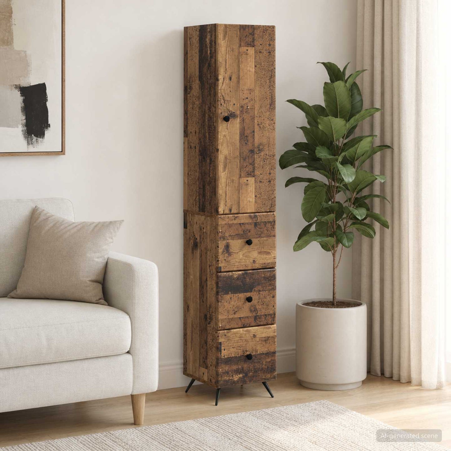Cabinet Set 2 pcs 34.5 x 34.5 x 90 cm Engineered Wood Old Wood