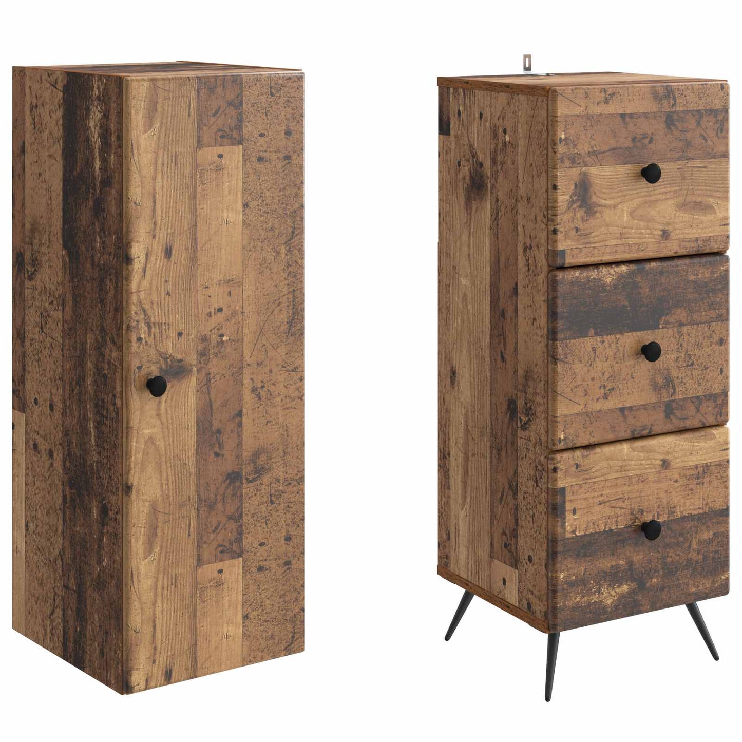 Cabinet Set 2 pcs Old Wood 34.5 x 34.5 x 90 cm Engineered Wood