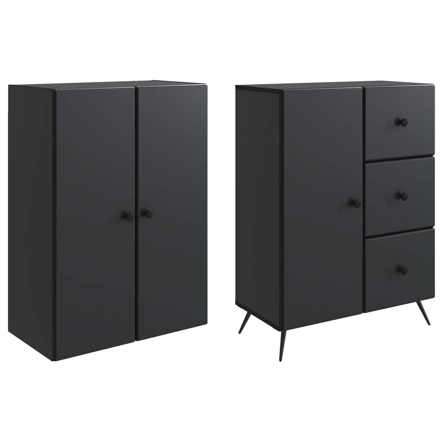 Cabinet Set 2 pcs Black Engineered Wood