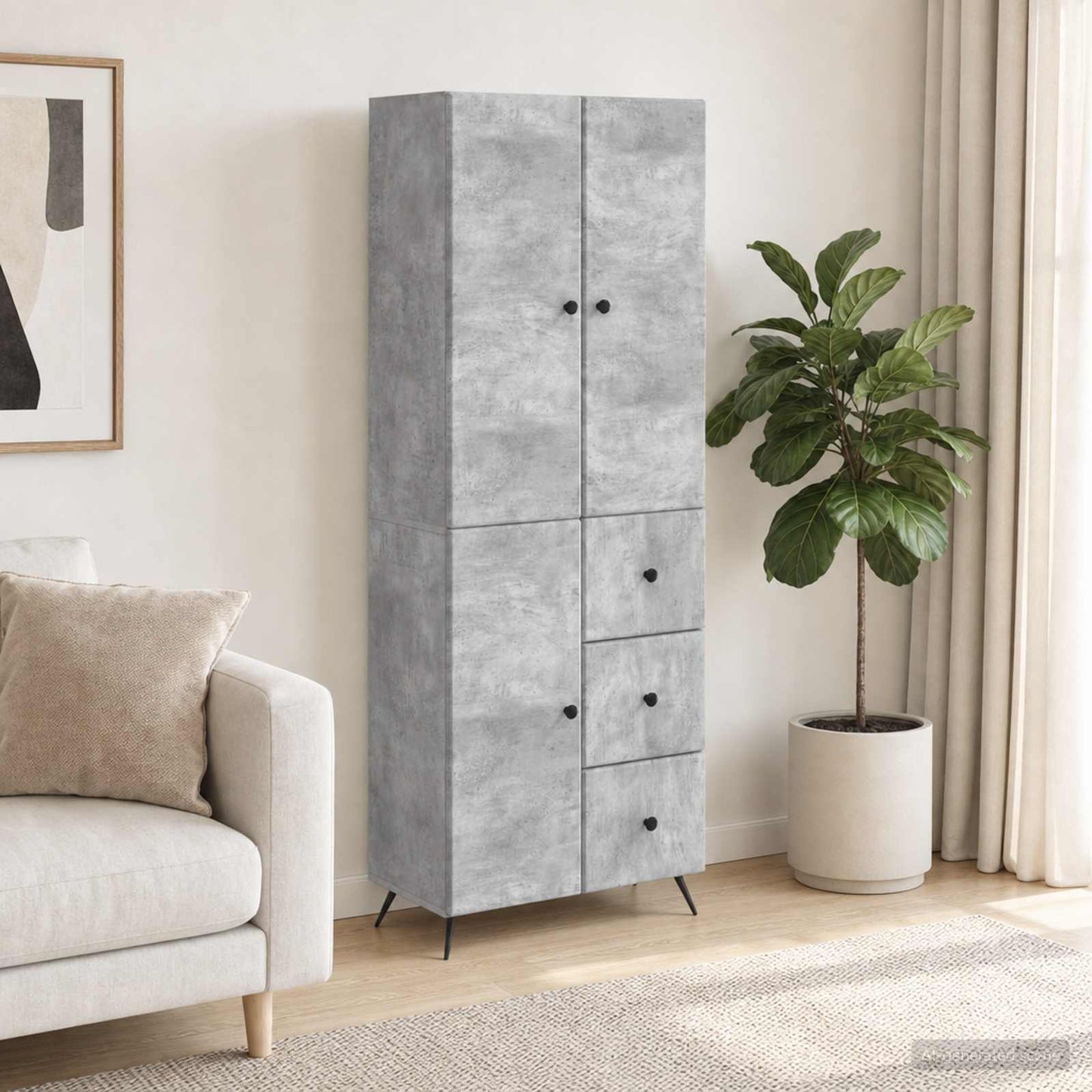 Cabinet Set 2 pcs Concrete Grey Engineered Wood