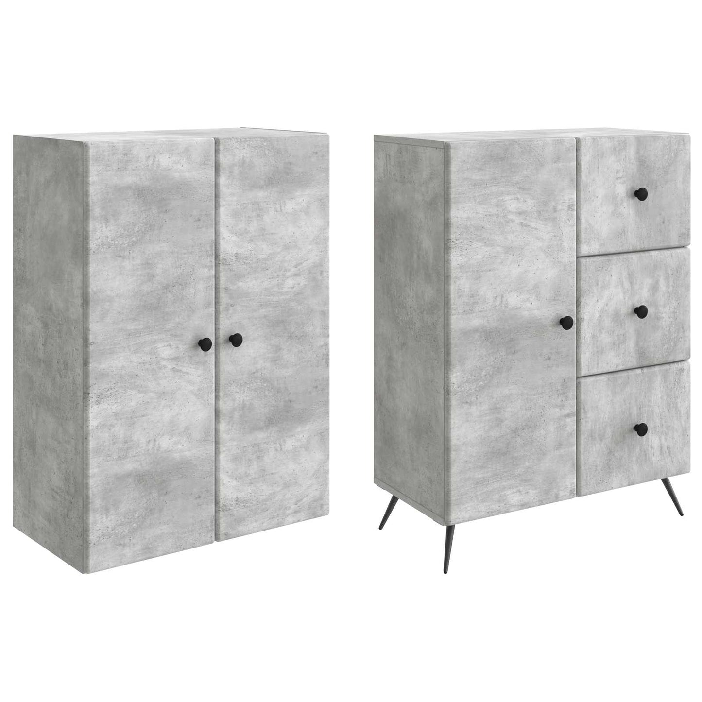 Cabinet Set 2 pcs Concrete Grey Engineered Wood