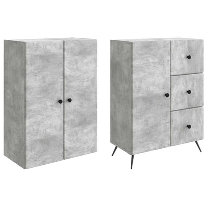 Cabinet Set 2 pcs Concrete Grey Engineered Wood