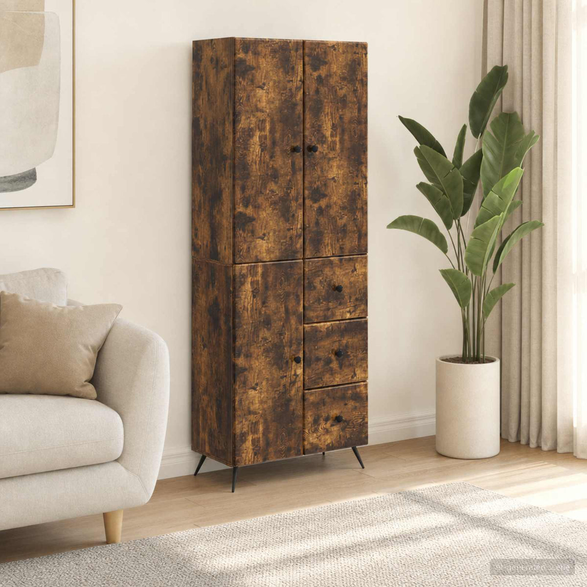 Cabinet Set 2 pcs Smoked Oak Engineered Wood
