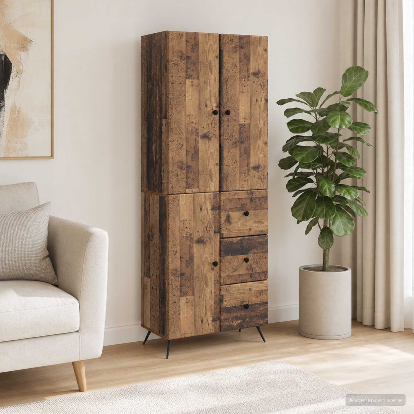 Cabinet Set 2 pcs Old Wood Engineered Wood