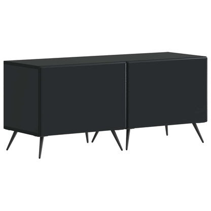 5 Piece LED TV Cabinet Black Engineered Wood