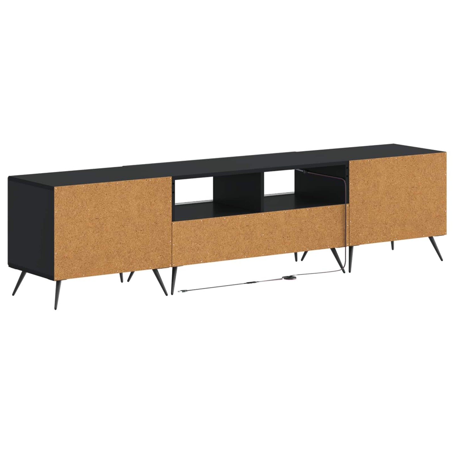 5 Piece LED TV Cabinet Black Engineered Wood