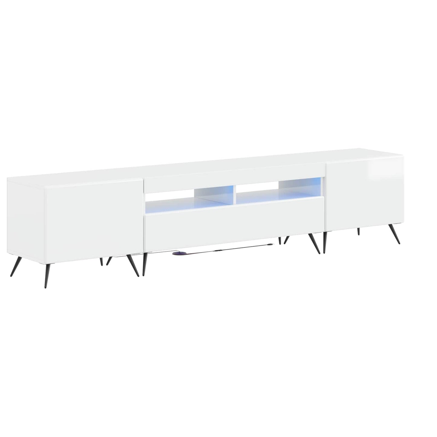 5 Piece LED TV Cabinet High Gloss White Engineered Wood