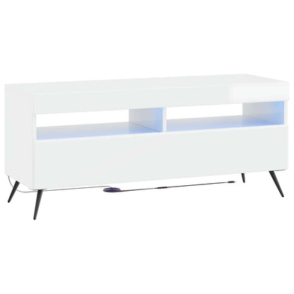 5 Piece LED TV Cabinet High Gloss White Engineered Wood