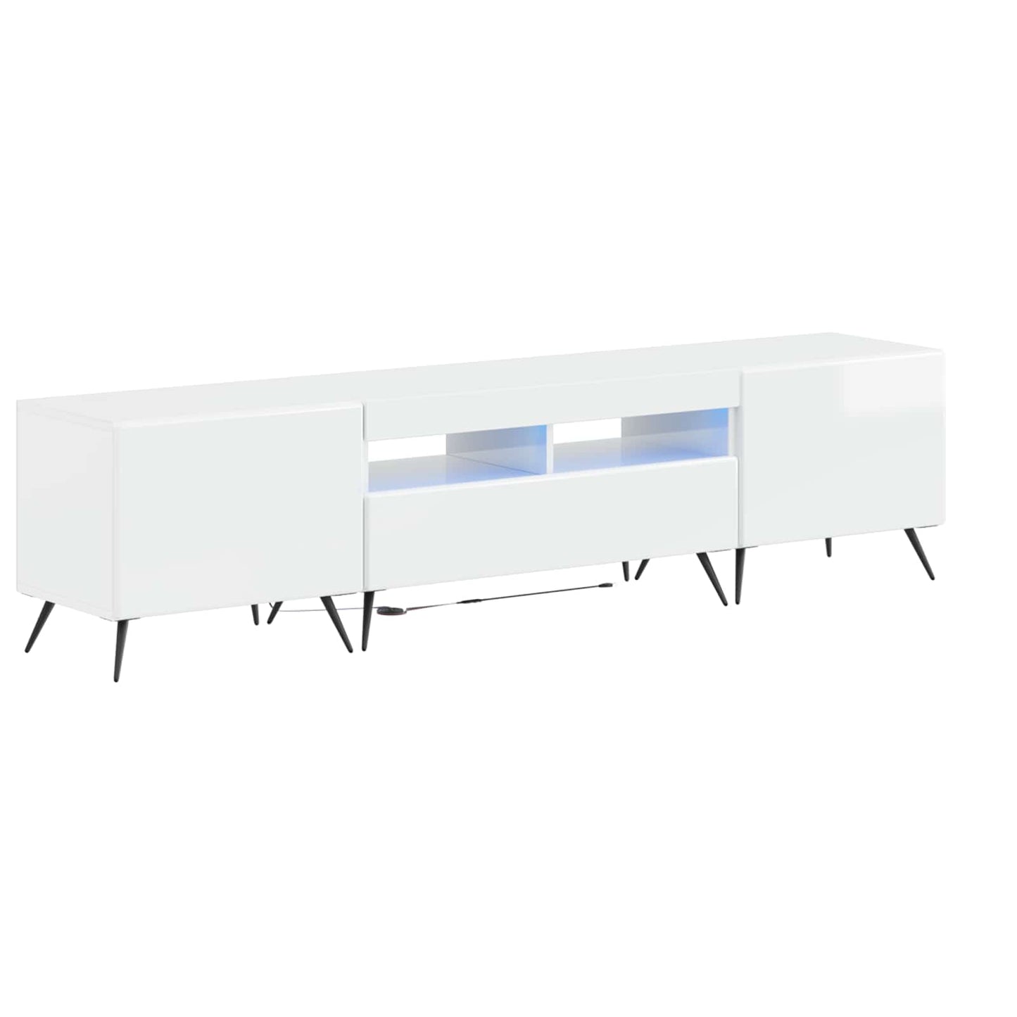5 Piece LED TV Cabinet High Gloss White Engineered Wood