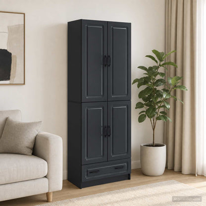 Cabinet Set 2 pcs Black Engineered Wood