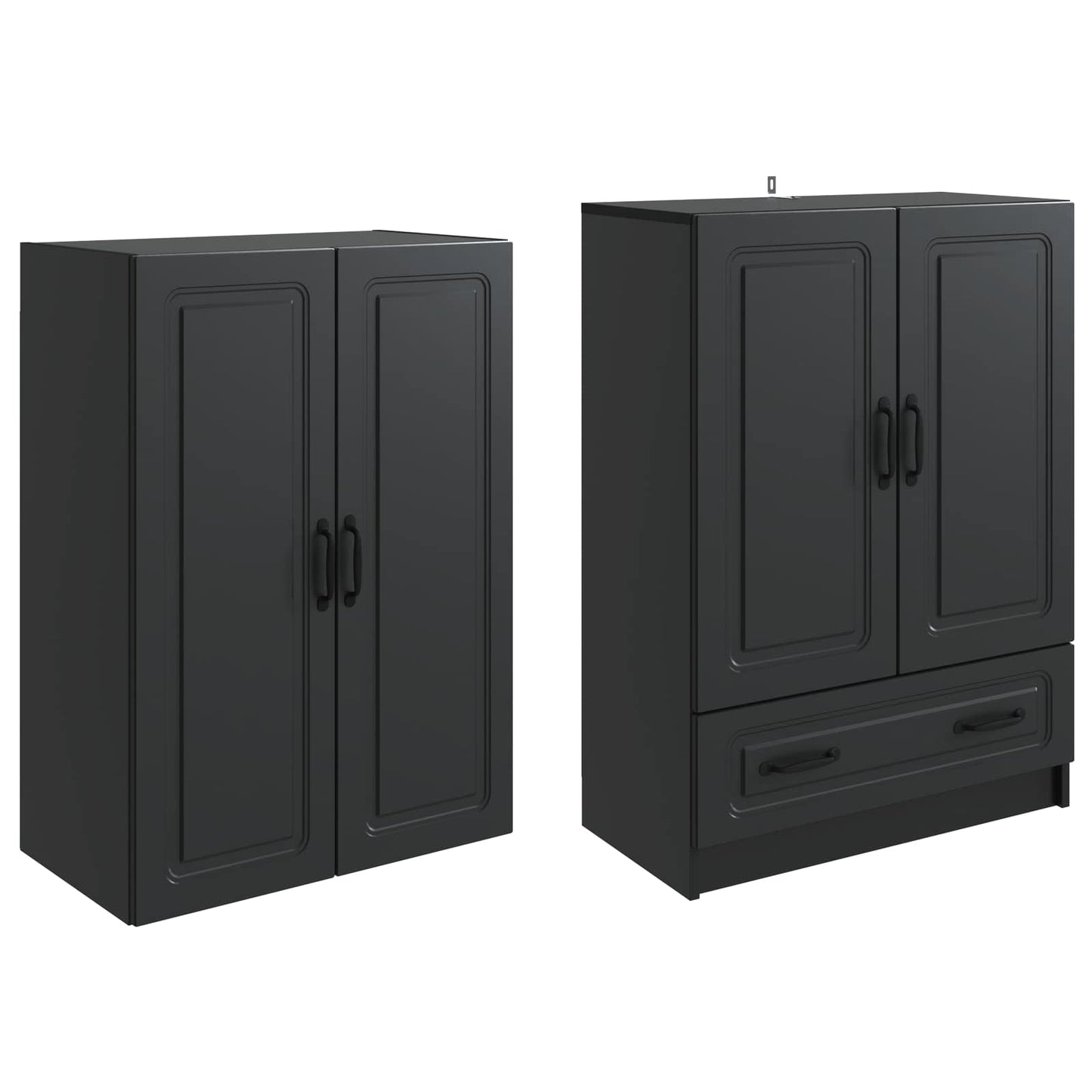 Cabinet Set 2 pcs Black Engineered Wood