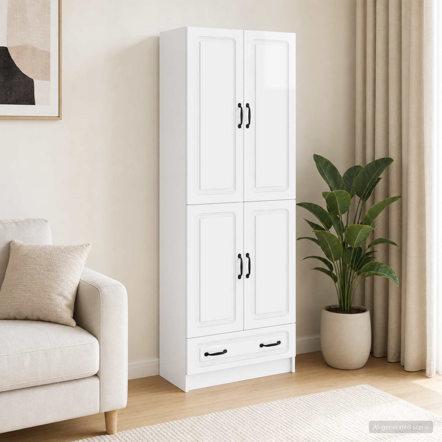Cabinet Set 2 pcs High Gloss White Engineered Wood